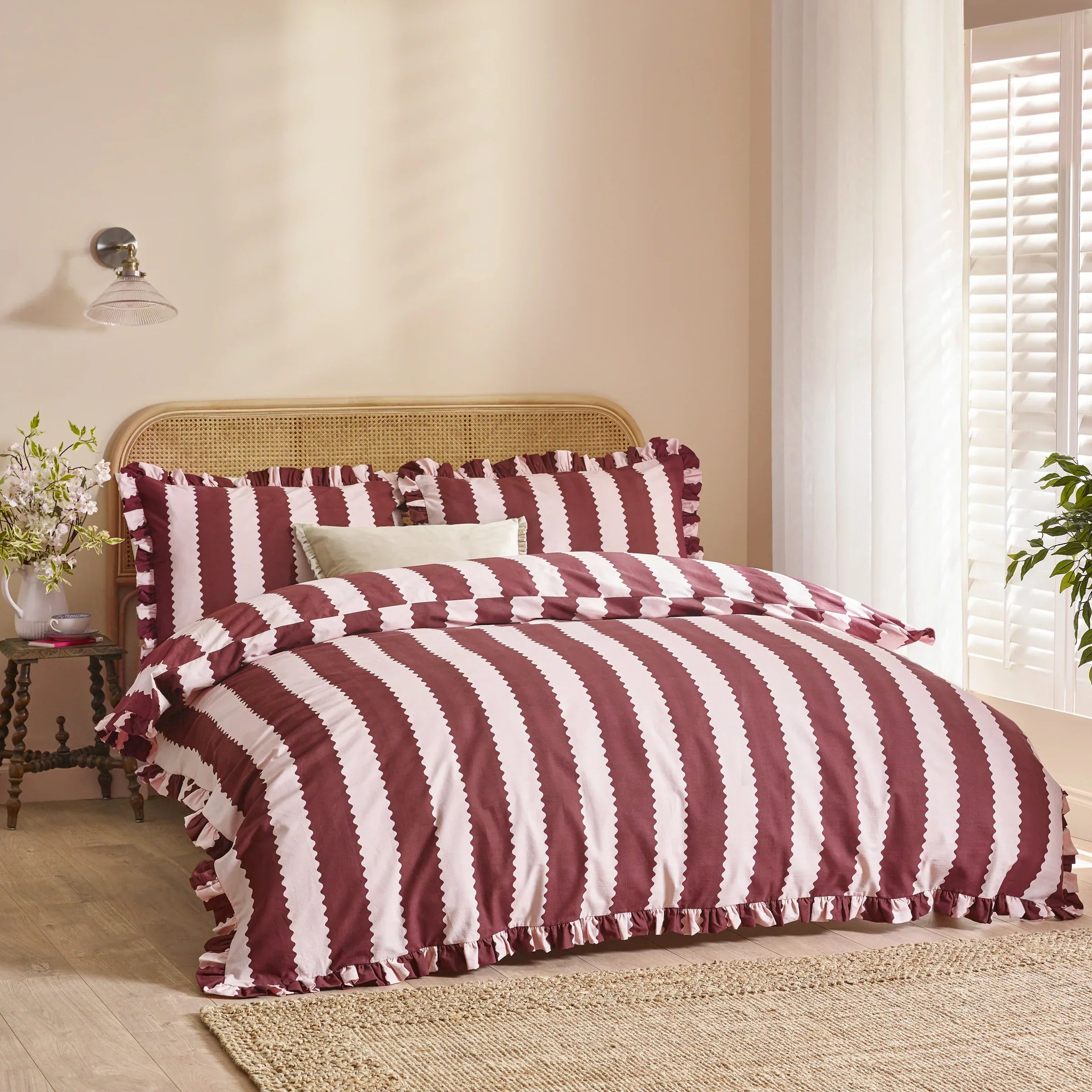 Wylder (Riva Home) Duvet Cover set BIRDIE STRIPE RUFFLE DUVET COVER SET  by Wylder