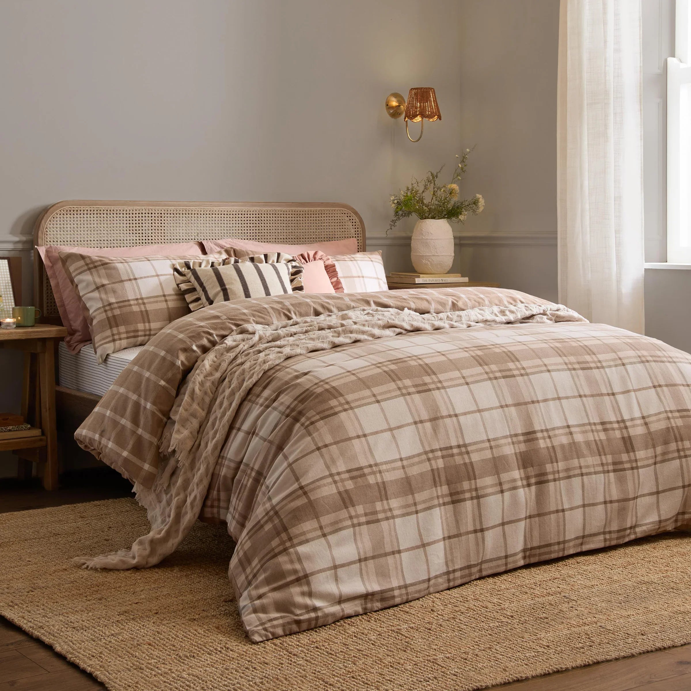 Wylder (Riva Home) Duvet Cover set BRAEMAR CHECK SOFT BRUSHED COTTON DUVET COVER SET NATURAL  by Wylder