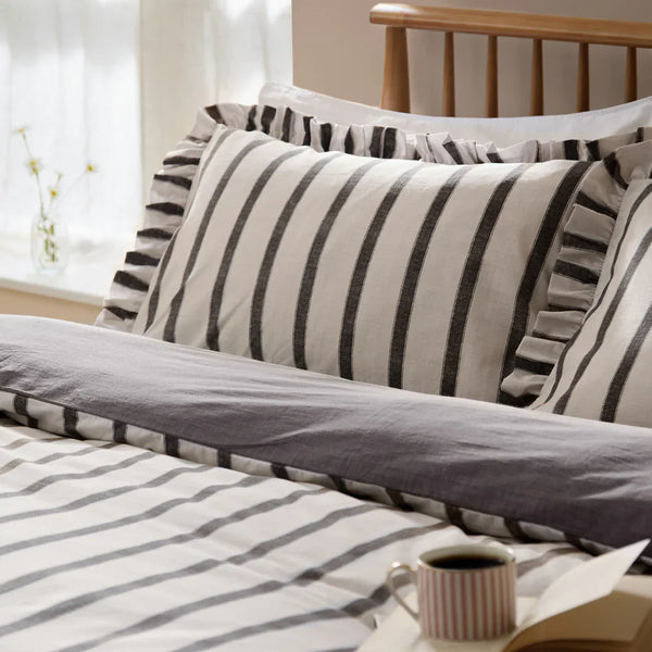 CONNIE STRIPED RUFFLE DUVET COVER SET by Wylder