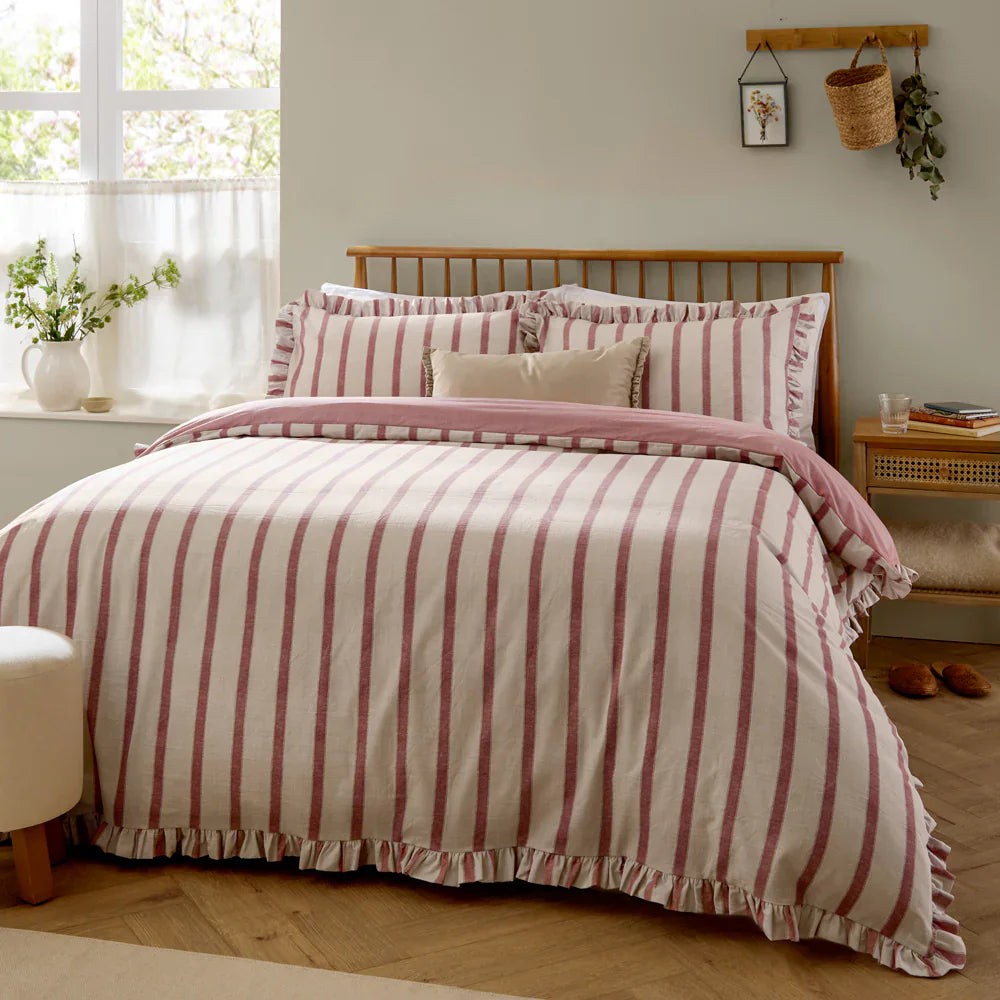 Wylder (Riva Home) Duvet Cover set CONNIE STRIPED RUFFLE DUVET COVER SET  by Wylder