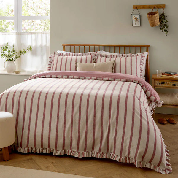 CONNIE STRIPED RUFFLE DUVET COVER SET  by Wylder