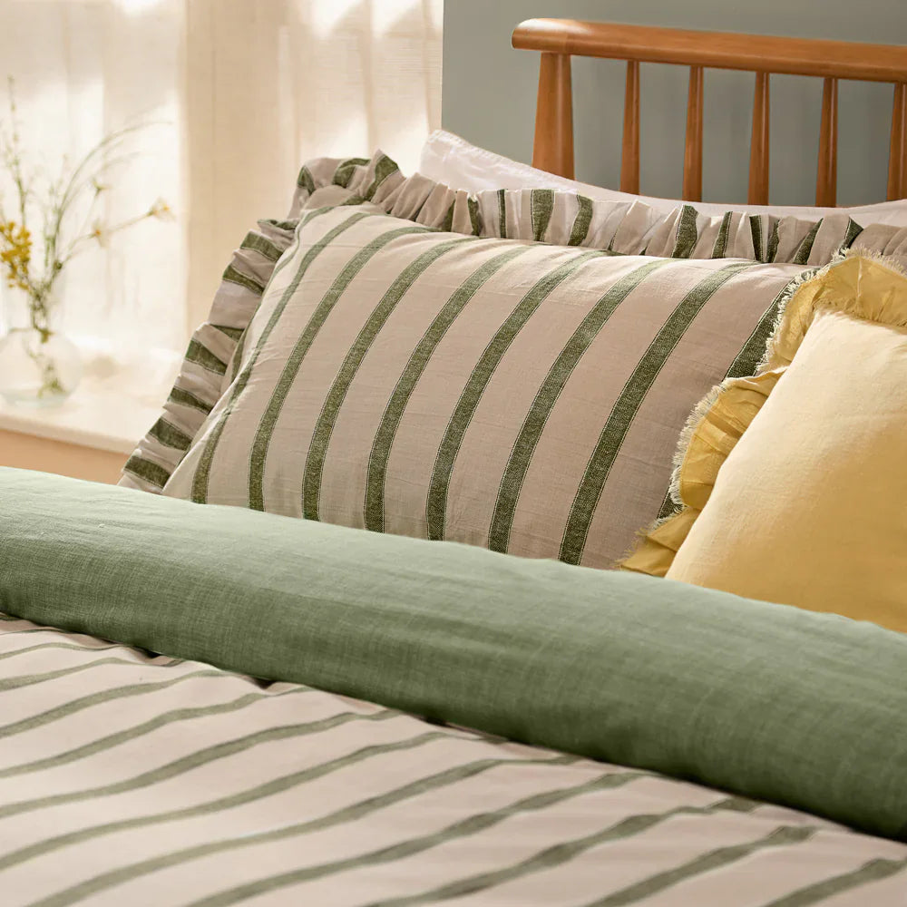 Wylder (Riva Home) Duvet Cover set CONNIE STRIPED RUFFLE DUVET COVER SET  by Wylder