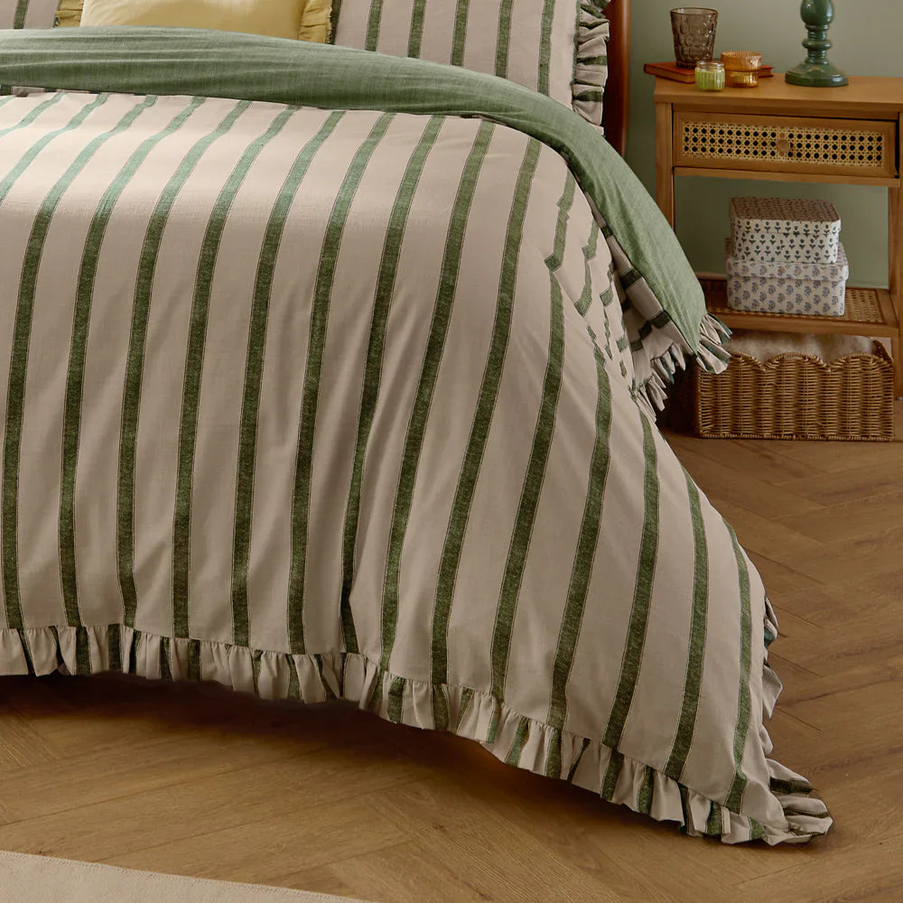 Wylder (Riva Home) Duvet Cover set CONNIE STRIPED RUFFLE DUVET COVER SET  by Wylder