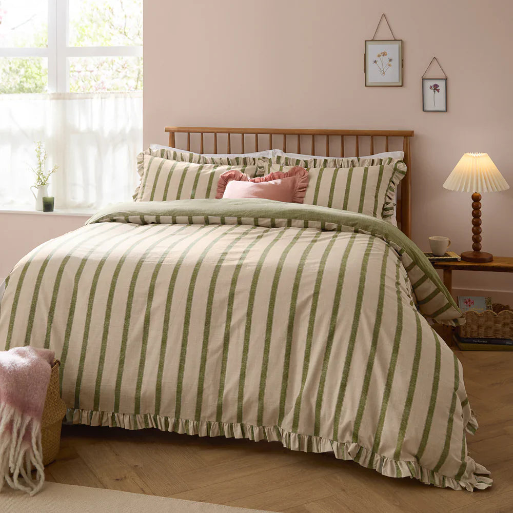 Wylder (Riva Home) Duvet Cover set CONNIE STRIPED RUFFLE DUVET COVER SET  by Wylder