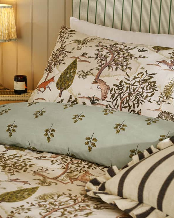 FABLE PRINTED REVERSIBLE DUVET COVER SET WILLOW GREEN by Wylder