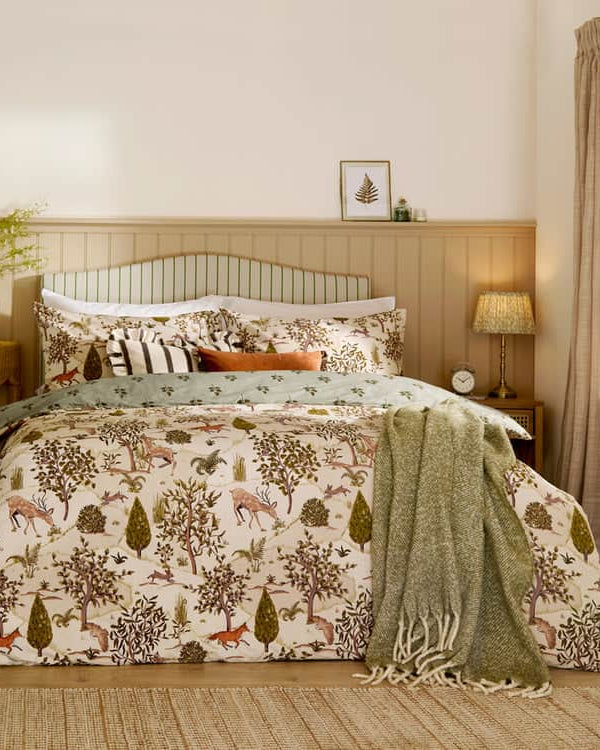 FABLE PRINTED REVERSIBLE DUVET COVER SET WILLOW GREEN by Wylder