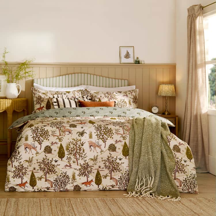 FABLE PRINTED REVERSIBLE DUVET COVER SET WILLOW GREEN by Wylder