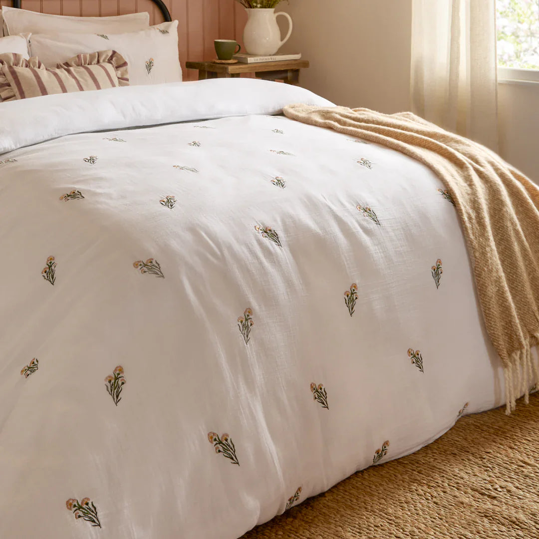 Wylder (Riva Home) Duvet Cover set JOSEPHINE EMBROIDERED MUSLIN DUVET COVER SET by Wylder