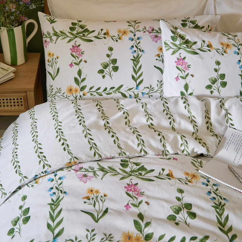 OLIVIA REVERSIBLE 100% COTTON DUVET COVER SET GREEN  by Wylder