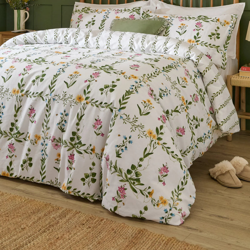 OLIVIA REVERSIBLE 100% COTTON DUVET COVER SET GREEN  by Wylder