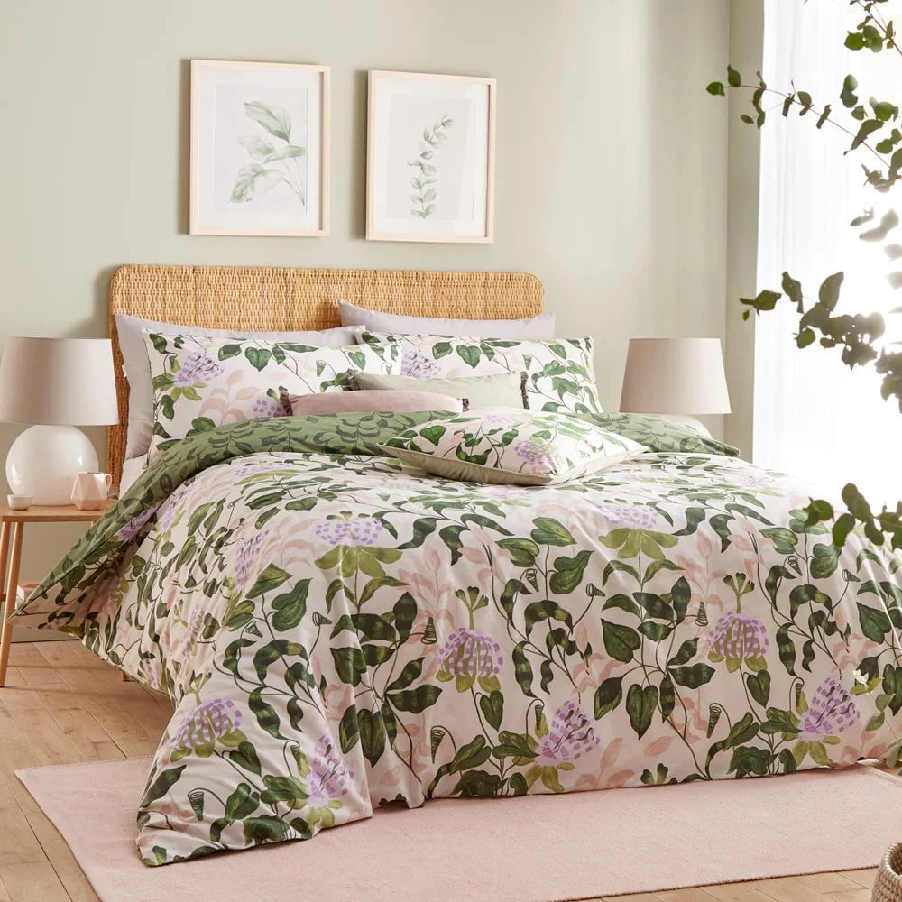 Wylder (Riva Home) Duvet Cover set Passiflora Botanical Duvet Cover Set Peach/Vine Green by Wylder Nature