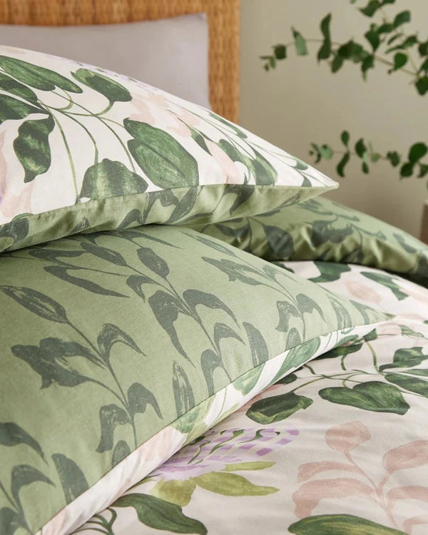 Passiflora Botanical Duvet Cover Set Peach/Vine Green by Wylder Nature