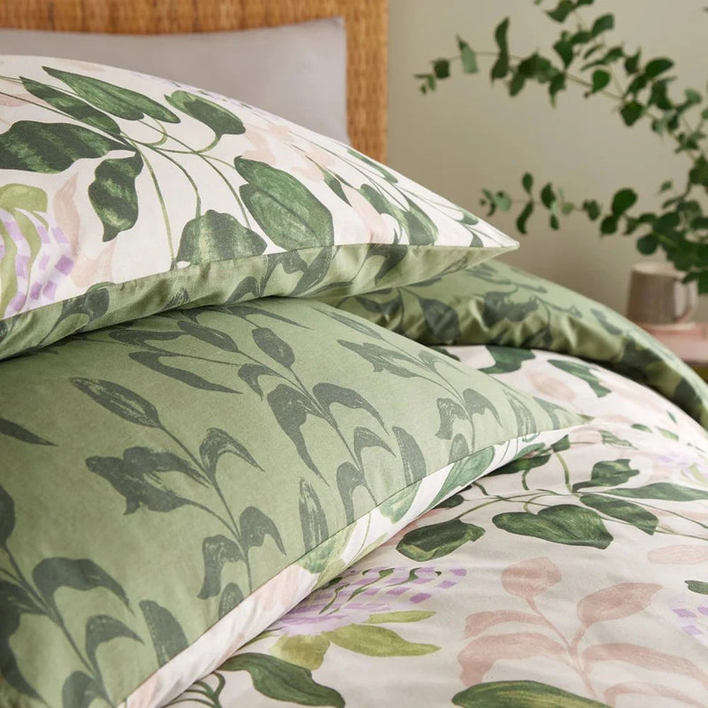 Passiflora Botanical Duvet Cover Set Peach/Vine Green by Wylder Nature