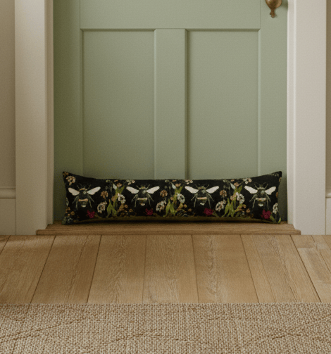Midnight Garden Bee Draught Excluder Black by Wylder
