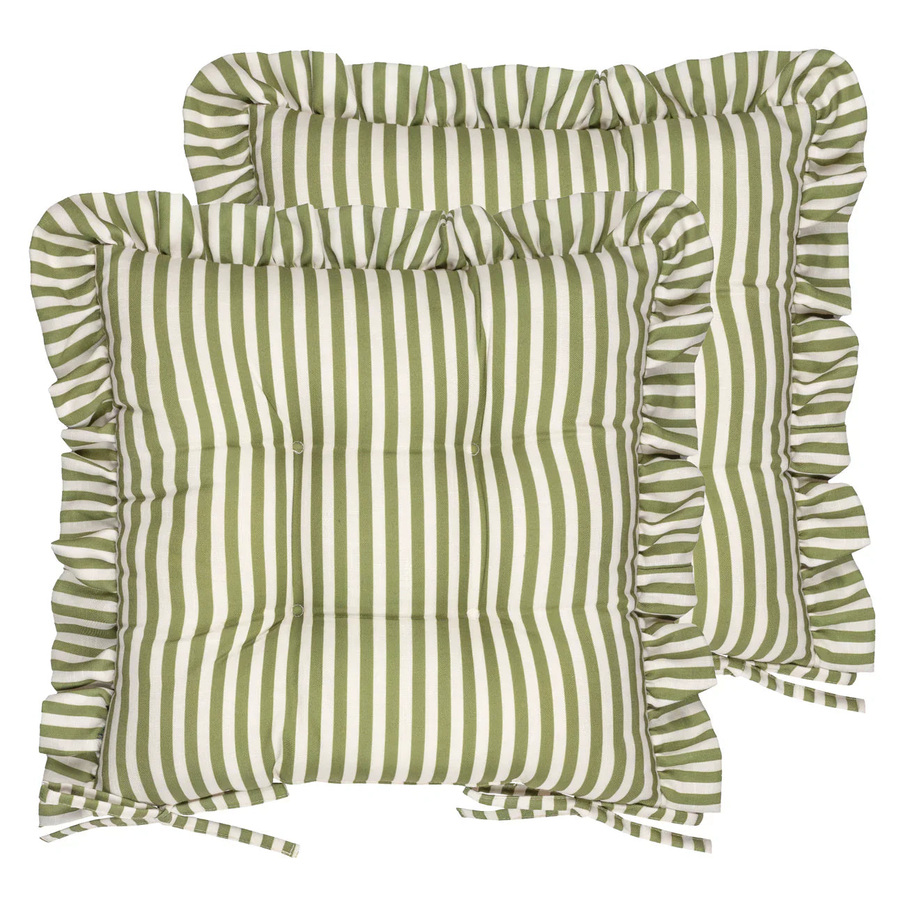 Wylder (Riva Home) Outdoor Cushion Green MILLIE RUFFLE 2 PACK INDOOR/OUTDOOR SEAT PADS by Wylder