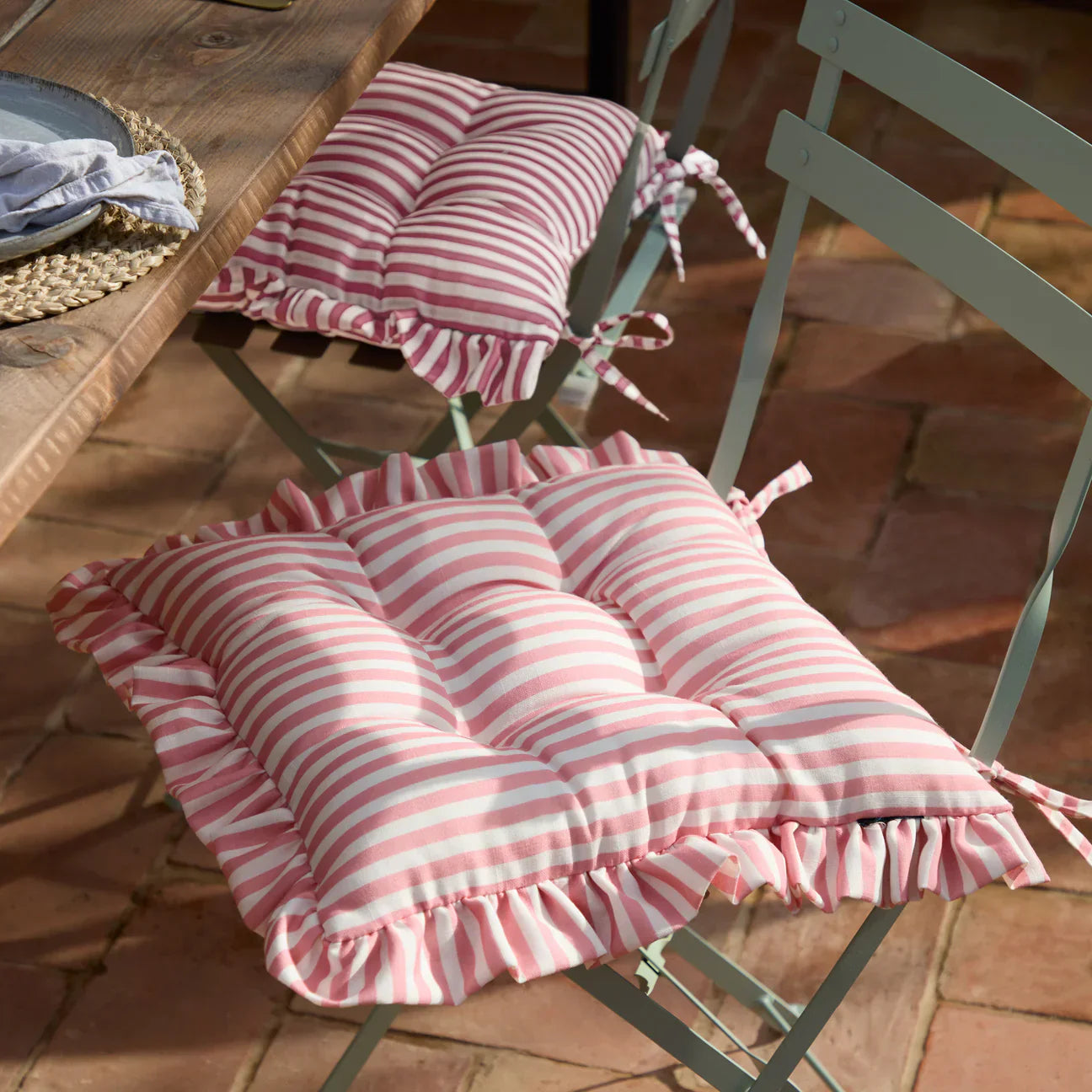 Wylder (Riva Home) Outdoor Cushion MILLIE RUFFLE 2 PACK INDOOR/OUTDOOR SEAT PADS by Wylder