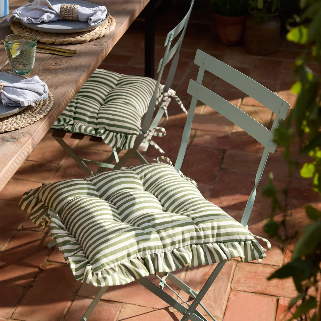 Wylder (Riva Home) Outdoor Cushion MILLIE RUFFLE 2 PACK INDOOR/OUTDOOR SEAT PADS by Wylder