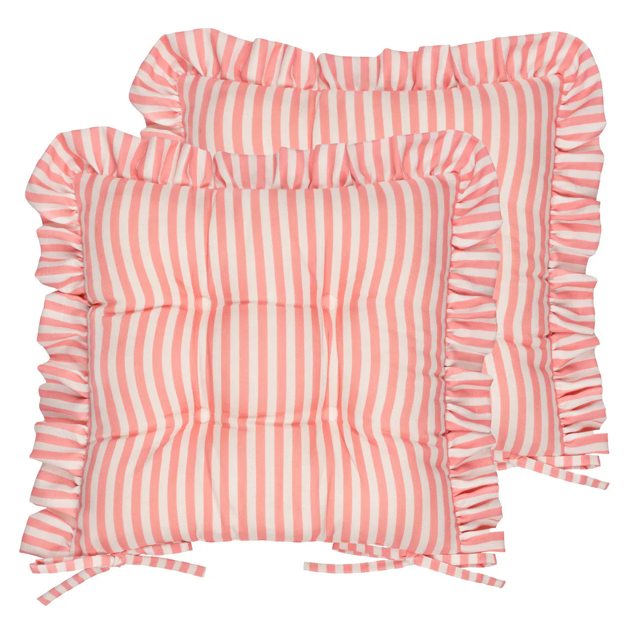 Wylder (Riva Home) Outdoor Cushion Pink MILLIE RUFFLE 2 PACK INDOOR/OUTDOOR SEAT PADS by Wylder