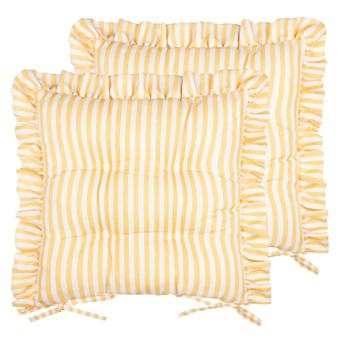 Wylder (Riva Home) Outdoor Cushion Yellow MILLIE RUFFLE 2 PACK INDOOR/OUTDOOR SEAT PADS by Wylder