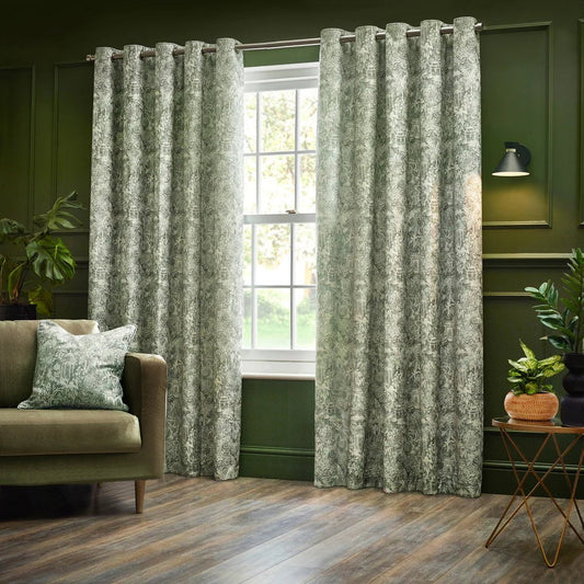 Wylder Sage Bengal Eyelet Curtains by Wylder (4 colours to choose from)  (90x90inch / 229x229cm)