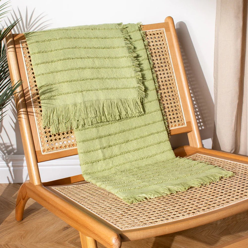 Hazie Woven Fringed Throw medium 130x180cm - Pistachio