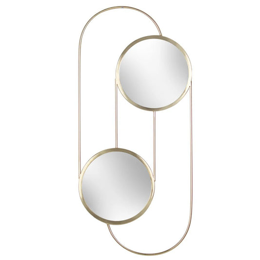 Yard Mirror Abstract Double Round Circular Wall Mirror Brass