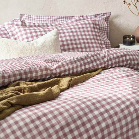 Yard (Riva Home) Bedspread Single / Berry Yard Barton Check Reversible Duvet Cover Set (available in 6 stunning colours)