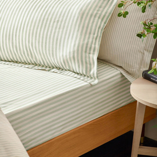 Yard (Riva Home) Bedspread Single / Eucalyptus Hebden Striped Fitted Bed Sheet