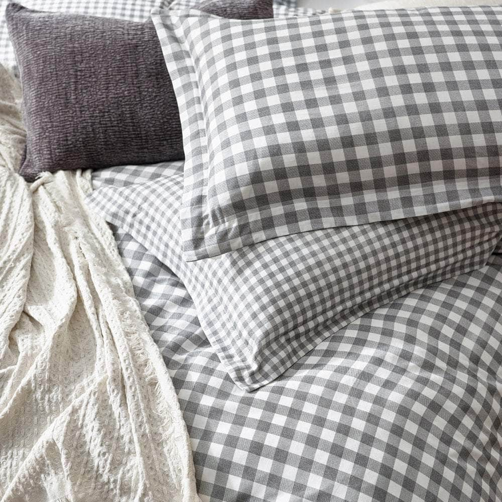 Yard (Riva Home) Bedspread Single / Grey Yard Barton Check Reversible Duvet Cover Set (available in 6 stunning colours)