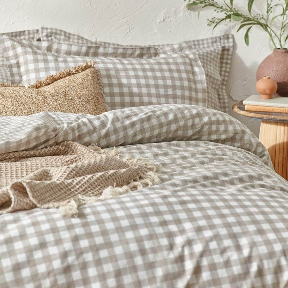 Yard (Riva Home) Bedspread Single / Natural Yard Barton Check Reversible Duvet Cover Set (available in 6 stunning colours)