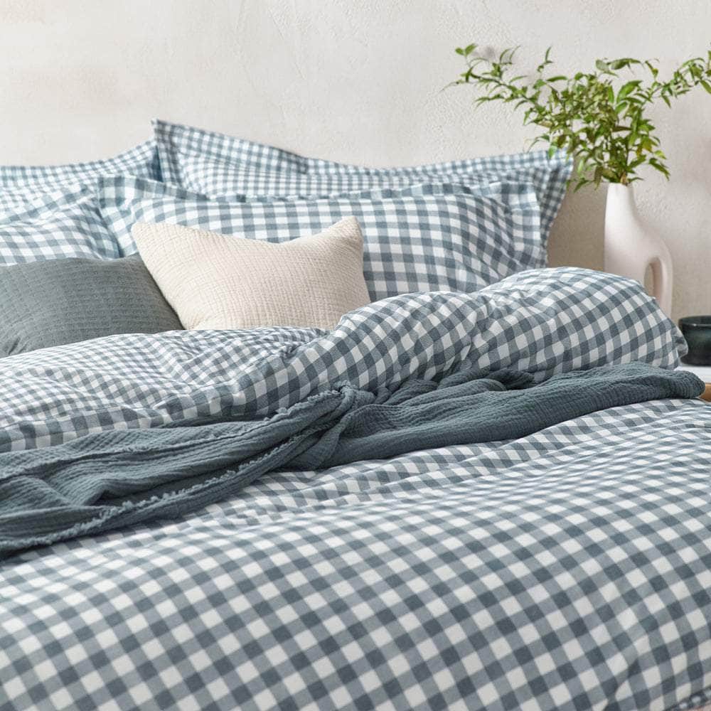 Yard (Riva Home) Bedspread Single / Navy Yard Barton Check Reversible Duvet Cover Set (available in 6 stunning colours)