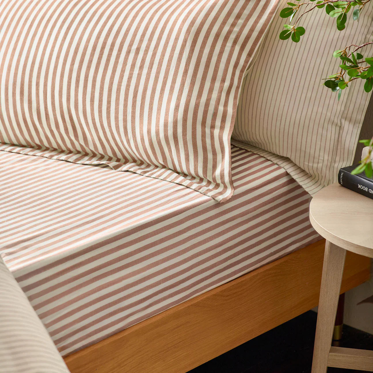 Yard (Riva Home) Bedspread Single / Pecan Hebden 100% Cotton Striped Fitted Bed Sheet by Yard