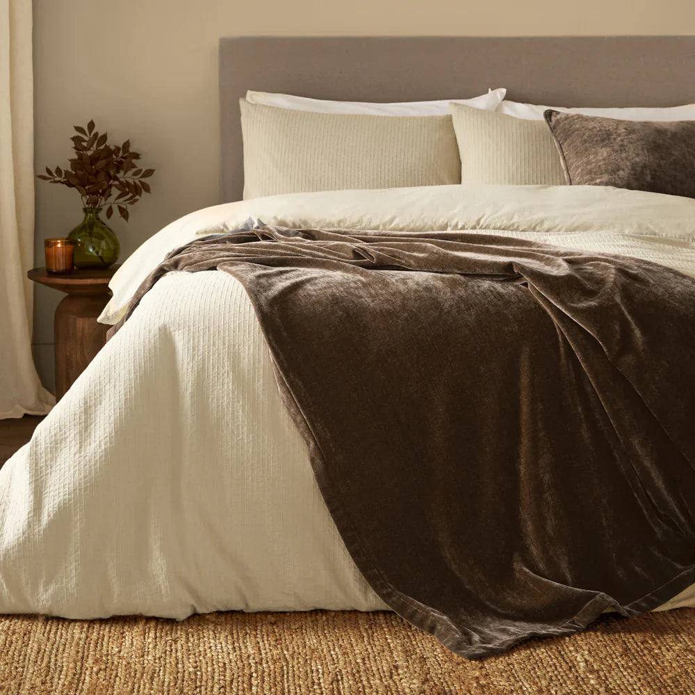 Yard (Riva Home) Bedspread/Throw 130cm x 180cm / Brown HEAVY CHENILLE VELVET THROW  (9 colour option available) by Yard