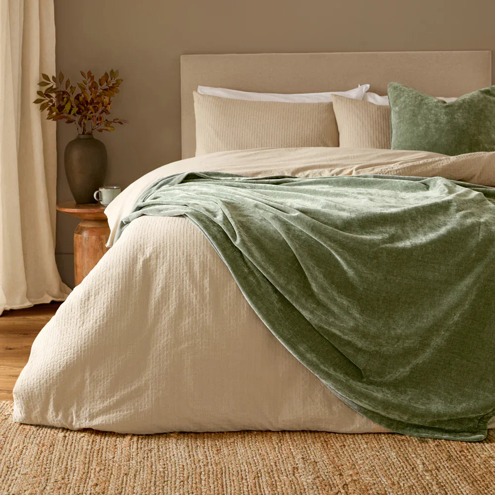Yard (Riva Home) Bedspread/Throw 130cm x 180cm / Eucalyptus HEAVY CHENILLE VELVET THROW  (9 colour option available) by Yard