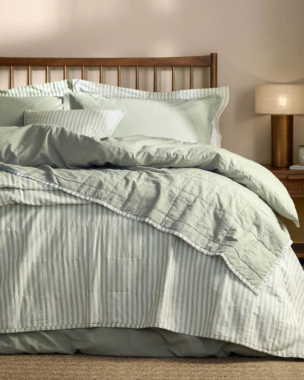 HEBDEN QUILTED STRIPE COTTON BEDSPREAD by Yard