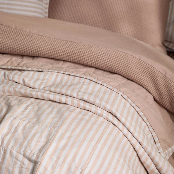 HEBDEN QUILTED STRIPE COTTON BEDSPREAD by Yard