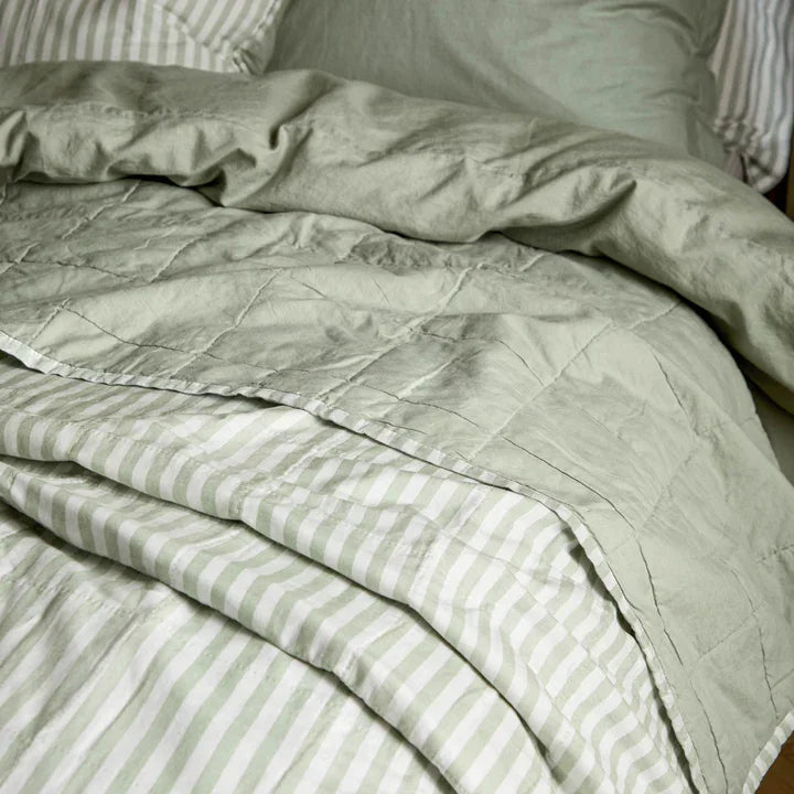 Yard (Riva Home) Bedspread/Throw HEBDEN QUILTED STRIPE COTTON BEDSPREAD by Yard