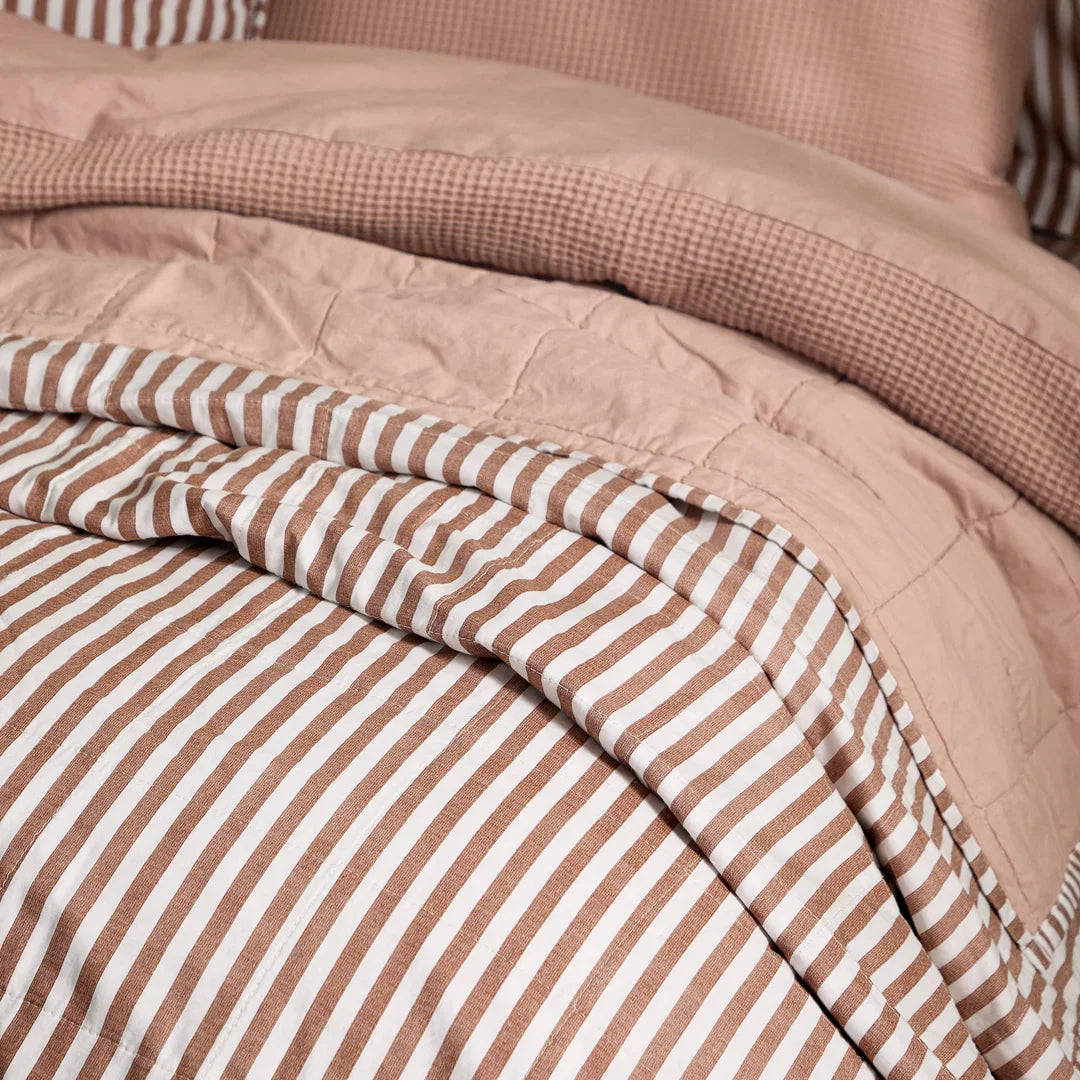 Yard (Riva Home) Bedspread/Throw HEBDEN QUILTED STRIPE COTTON BEDSPREAD by Yard