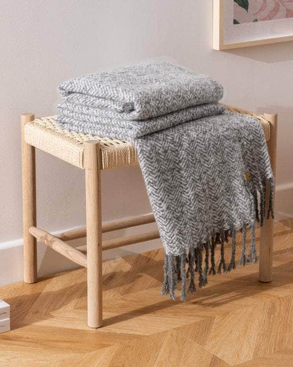 WEAVER HERRINGBONE THROW | GREY | by Furn