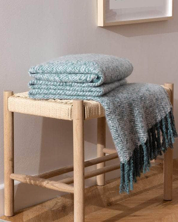 WEAVER HERRINGBONE THROW | TEAL | by Furn.
