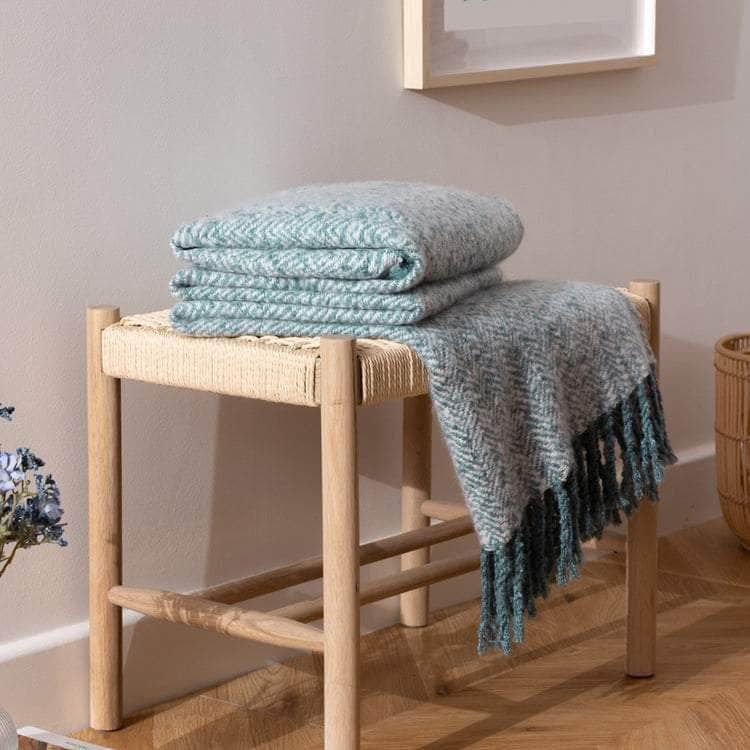 WEAVER HERRINGBONE THROW | TEAL | by Furn.