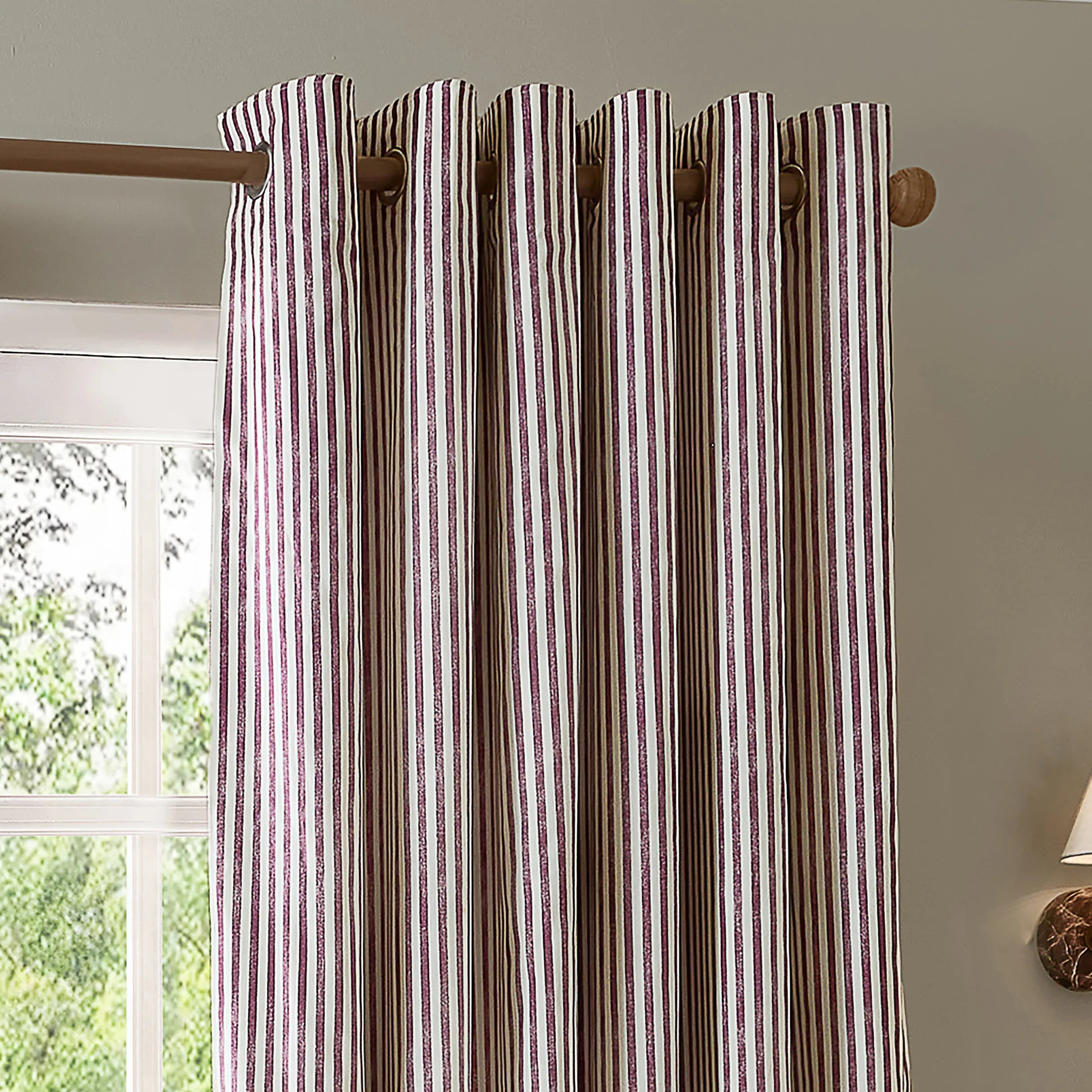 Yard (Riva Home) Curtains 66in x 72in (168cm x 183cm) / Eyelet / Fully Lined HEBDEN STRIPED 100% COTTON LINED CURTAINS BEETROOT by Yard
