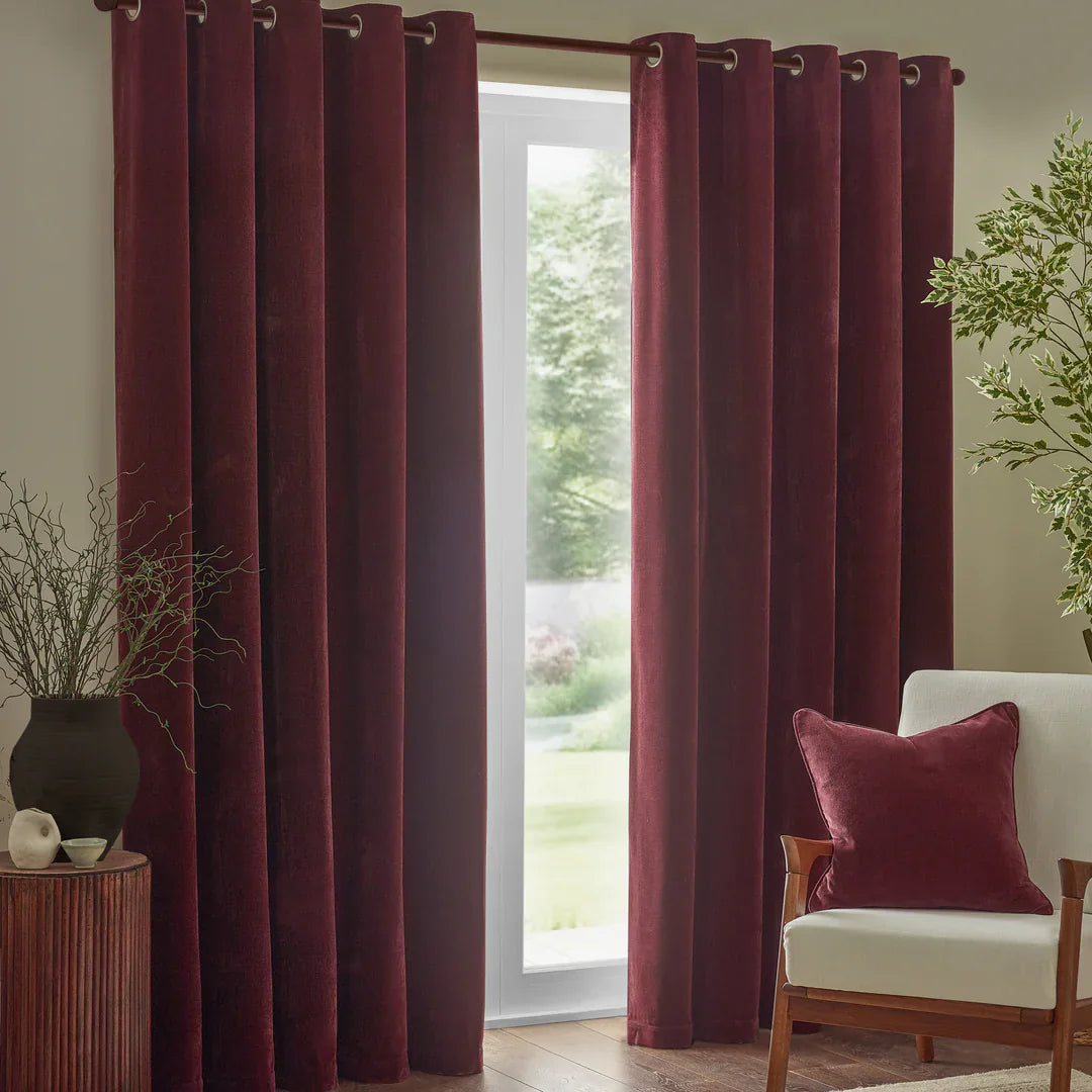 Yard (Riva Home) Curtains Beetroot / Blackout Lined / W 168cm x H 183cm (66" x 72") HEAVY CHENILLE EYELET CURTAINS by Yard