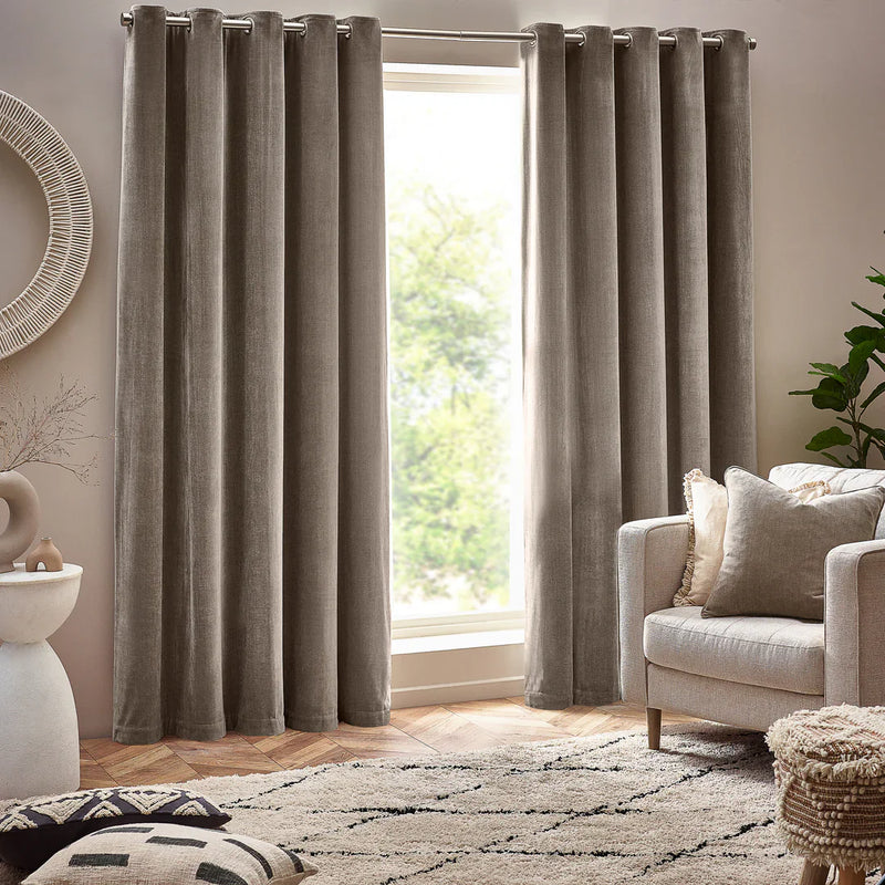 HEAVY CHENILLE VELVET ROOM DARKENING EYELET CURTAINS by Yard