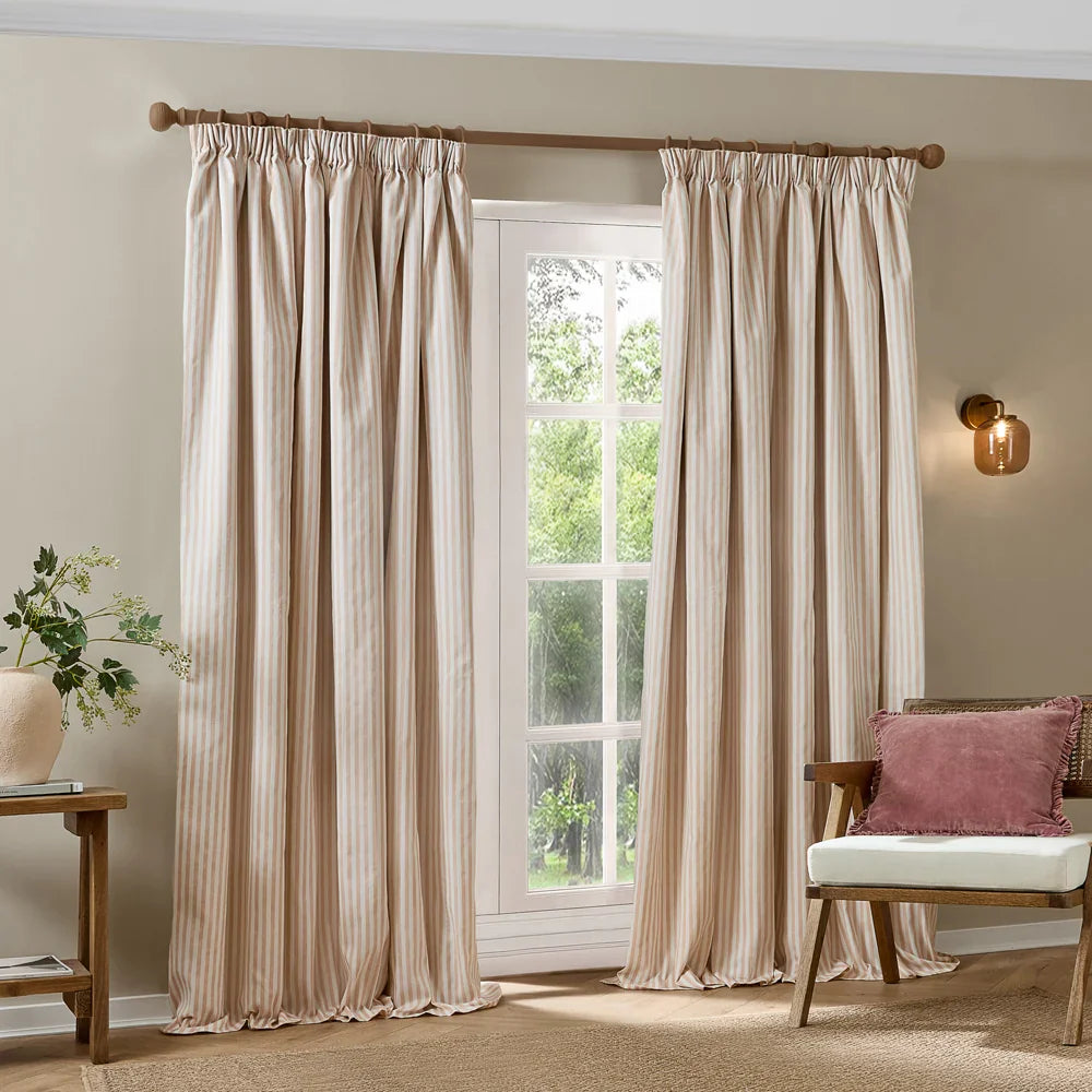 Yard (Riva Home) Curtains HEBDEN STRIPED 100% COTTON CURTAINS Pencil Pleat by Yard