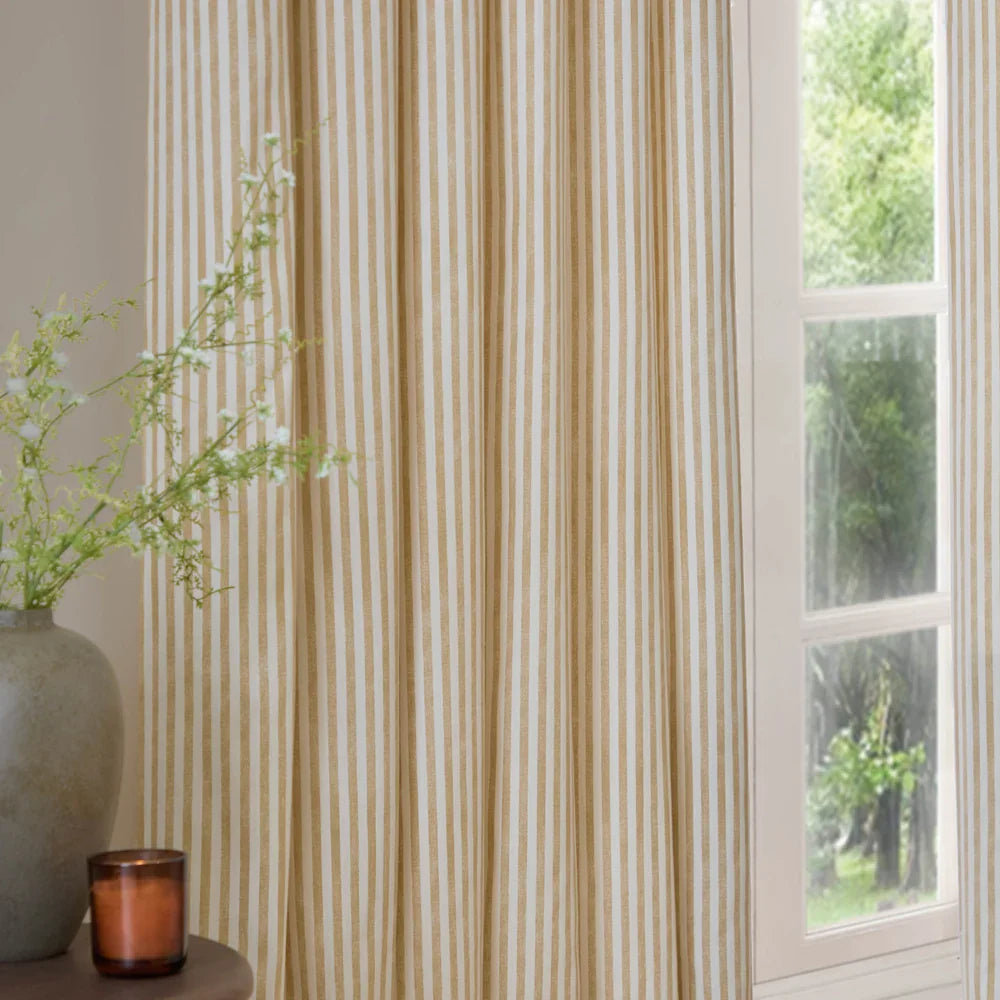 Yard (Riva Home) Curtains HEBDEN STRIPED 100% COTTON CURTAINS Pencil Pleat by Yard