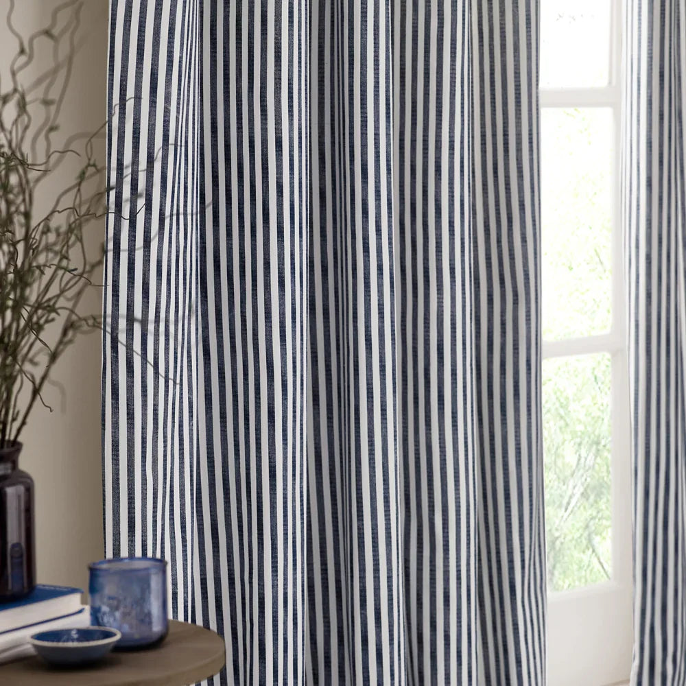 Yard (Riva Home) Curtains HEBDEN STRIPED 100% COTTON CURTAINS Pencil Pleat by Yard