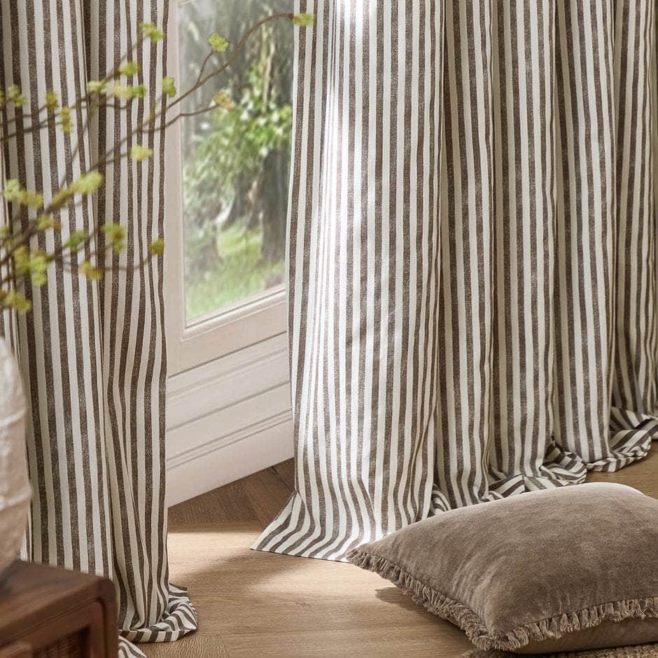 Yard (Riva Home) Curtains HEBDEN STRIPED 100% COTTON CURTAINS Pencil Pleat by Yard