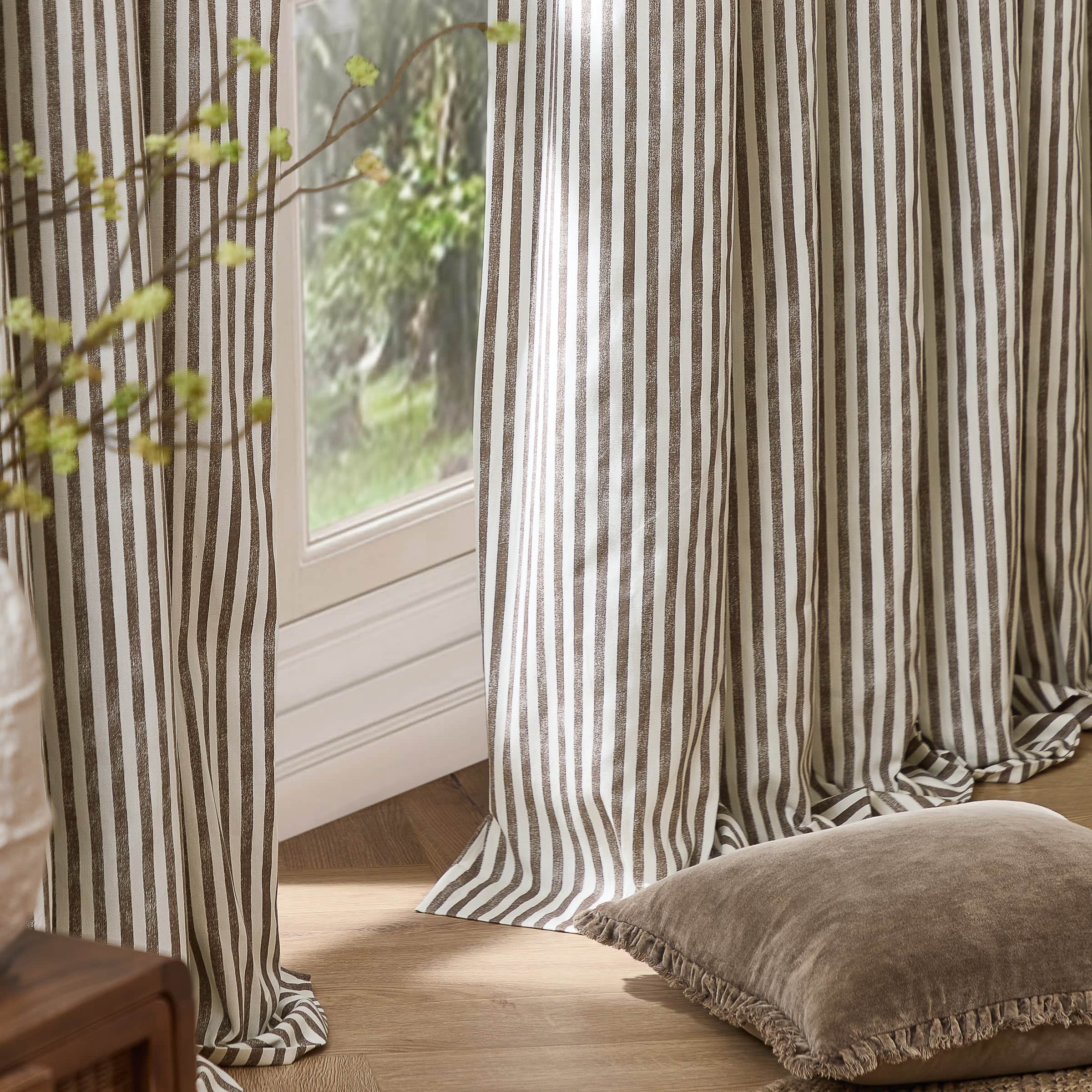 Yard (Riva Home) Curtains HEBDEN STRIPED 100% COTTON LINED CURTAINS CHOCOLATE by Yard