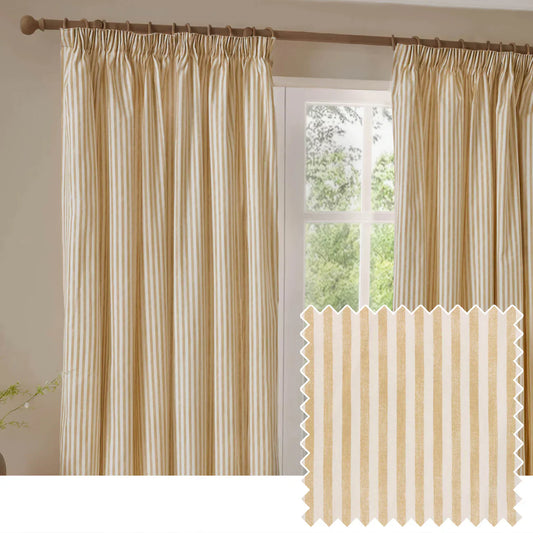 Yard (Riva Home) Curtains HEBDEN STRIPED 100% COTTON LINED CURTAINS HONEY YELLOW by Yard
